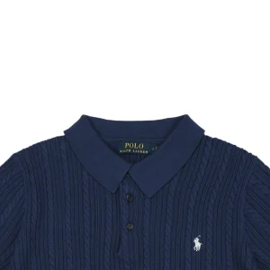 Ralph Lauren Cable-Knit Pony Polo T-Shirt Navy