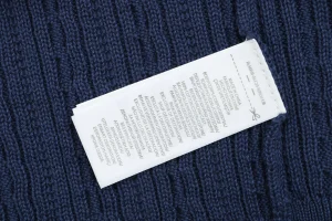 Ralph Lauren Cable-Knit Pony Polo T-Shirt Navy Wash label