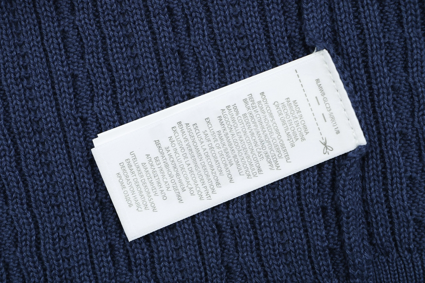 Ralph Lauren Cable-Knit Pony Polo T-Shirt Navy Wash label