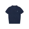 Ralph Lauren Cable-Knit Pony Polo T-Shirt (Navy/Brown/White)