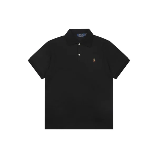 Ralph Lauren Color Logo Embroidery Polo T-Shirt Black Front view