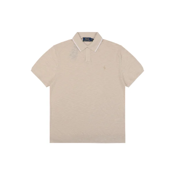 Ralph Lauren Contrast Collar Pony Polo T-Shirt Khaki Front view