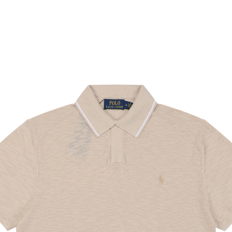 Ralph Lauren Contrast Collar Pony Polo T-Shirt Khaki