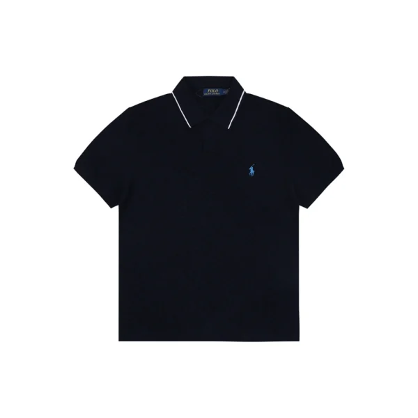 Ralph Lauren Contrast Collar Pony Polo T-Shirt Black Front view
