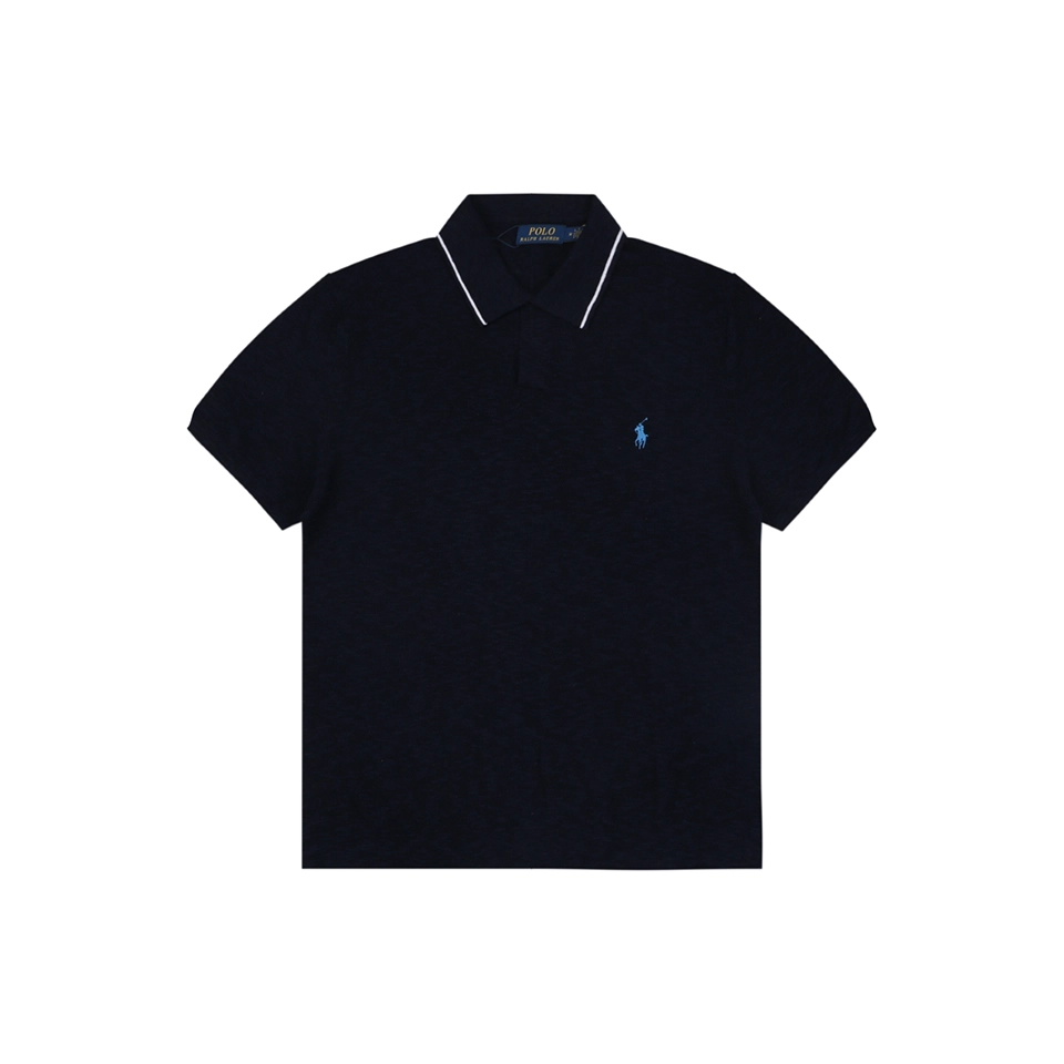 Ralph Lauren Contrast Collar Pony Polo T-Shirt Black Front view