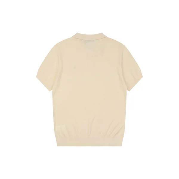 Ralph Lauren Pony Logo Button Placket Polo T-Shirt Beige Back view