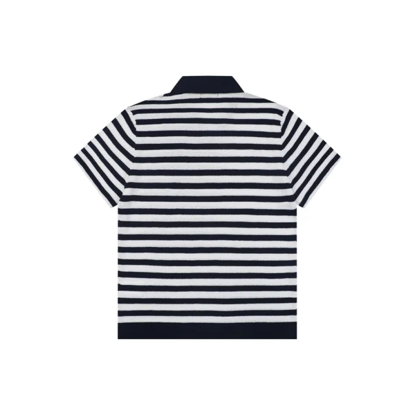 Ralph Lauren Pony Striped Johnny Collar Polo T-Shirt Back view