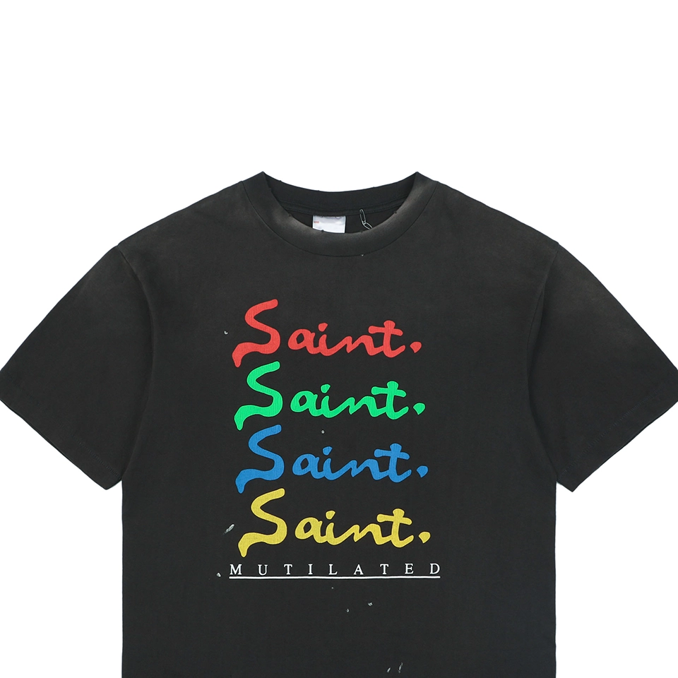 Saint Michael Colorful “Saint” Logo Vintage Washed T-Shirt