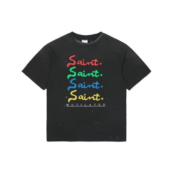 Saint Michael Colorful “Saint” Logo Vintage Washed T-Shirt Front view