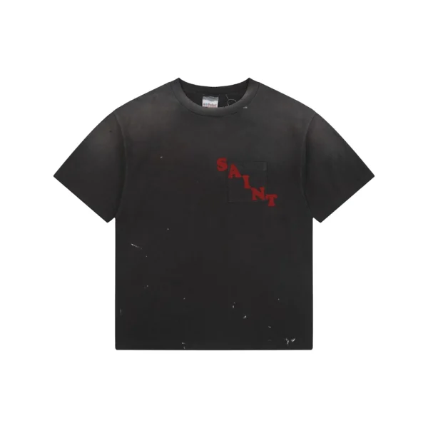 Saint Michael Irregular Letter Pocket Vintage T-Shirt Front view