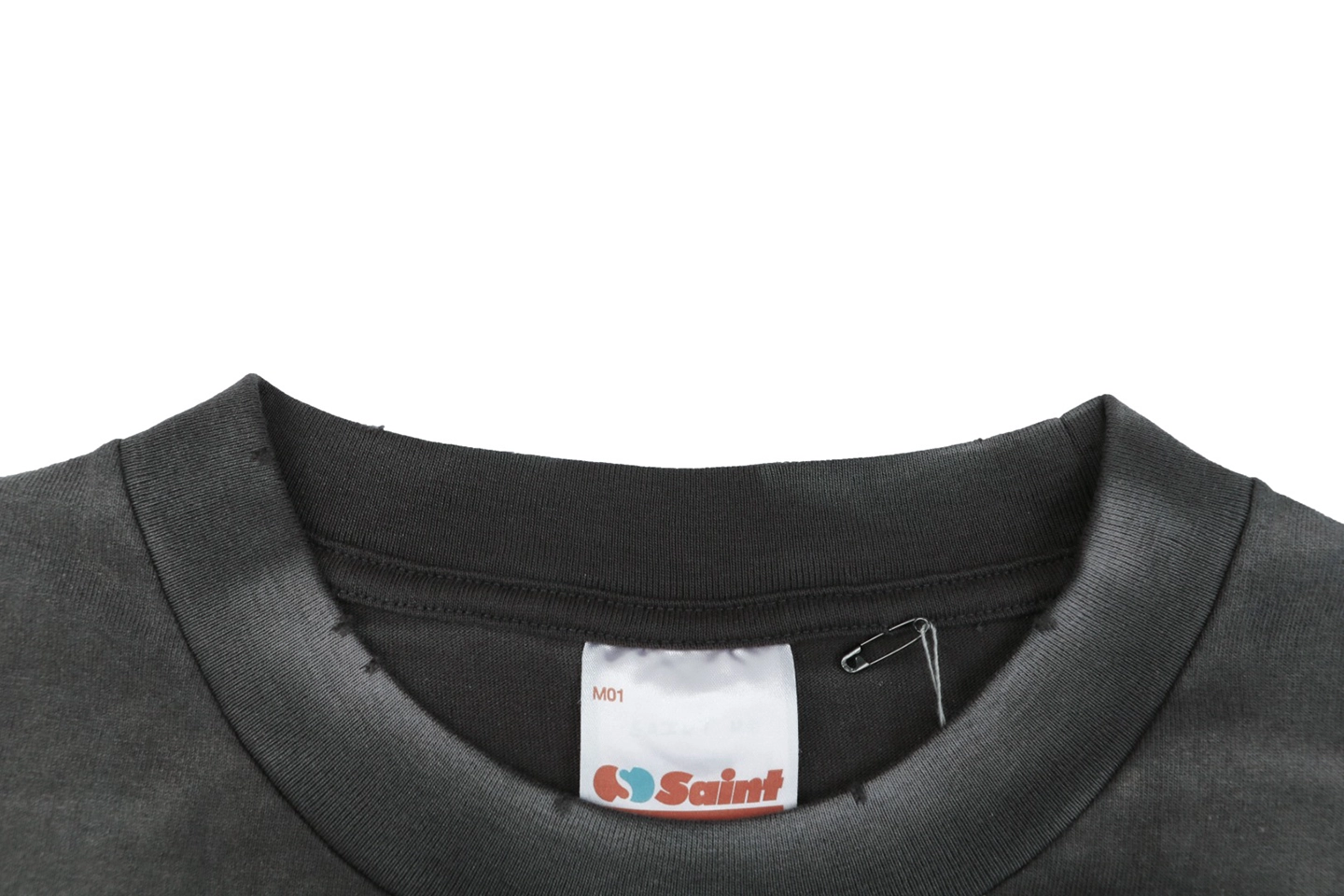 Saint Michael Jesus & Virgin Mary Suffering Graphic T-Shirt Collar