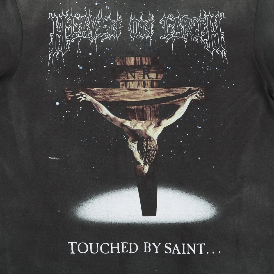 Saint Michael Jesus & Virgin Mary Suffering Graphic T-Shirt Front Print