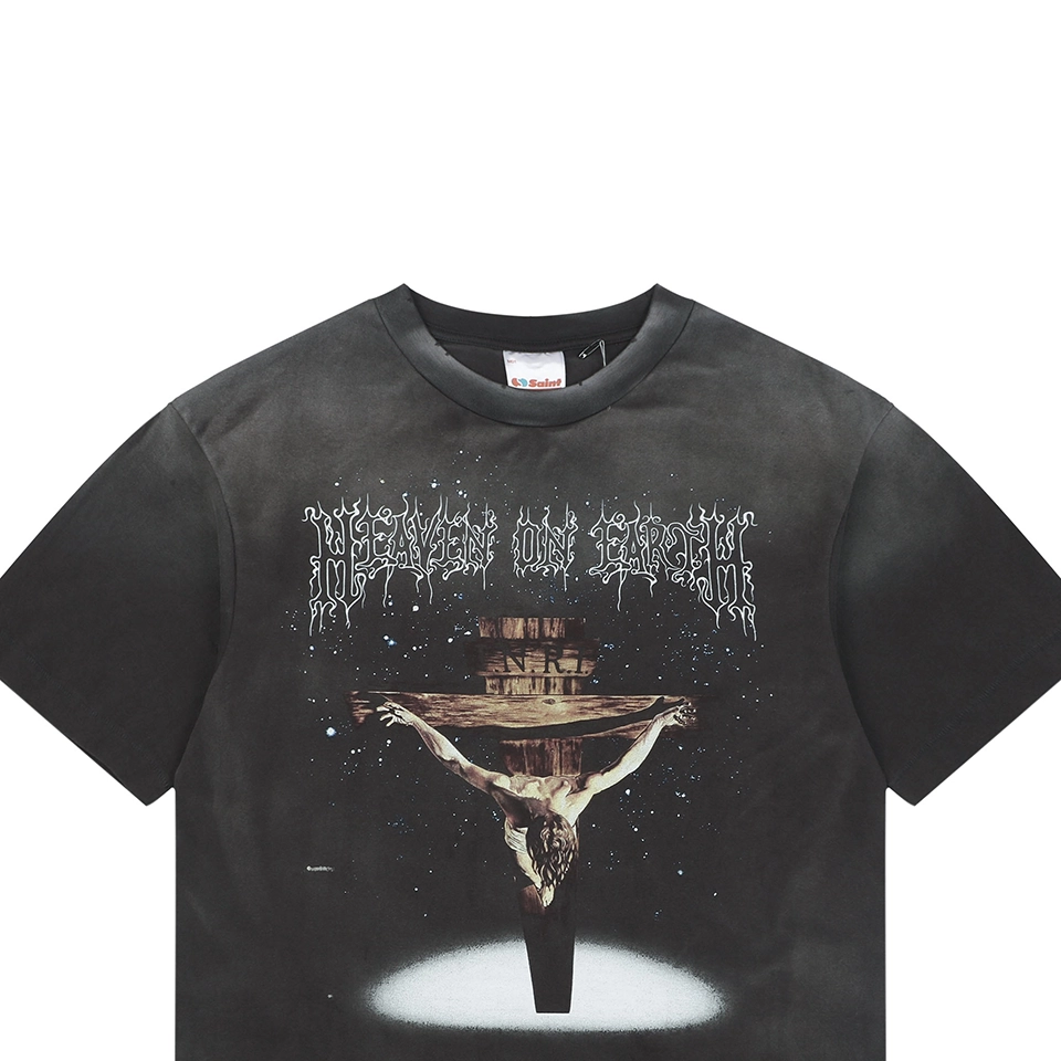 Saint Michael Jesus & Virgin Mary Suffering Graphic T-Shirt