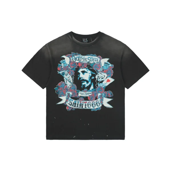Saint Michael Rose Jesus Graphic T-Shirt Front view