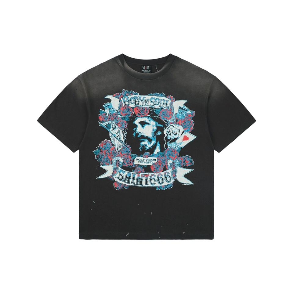 Saint Michael Rose Jesus Graphic T-Shirt Front view