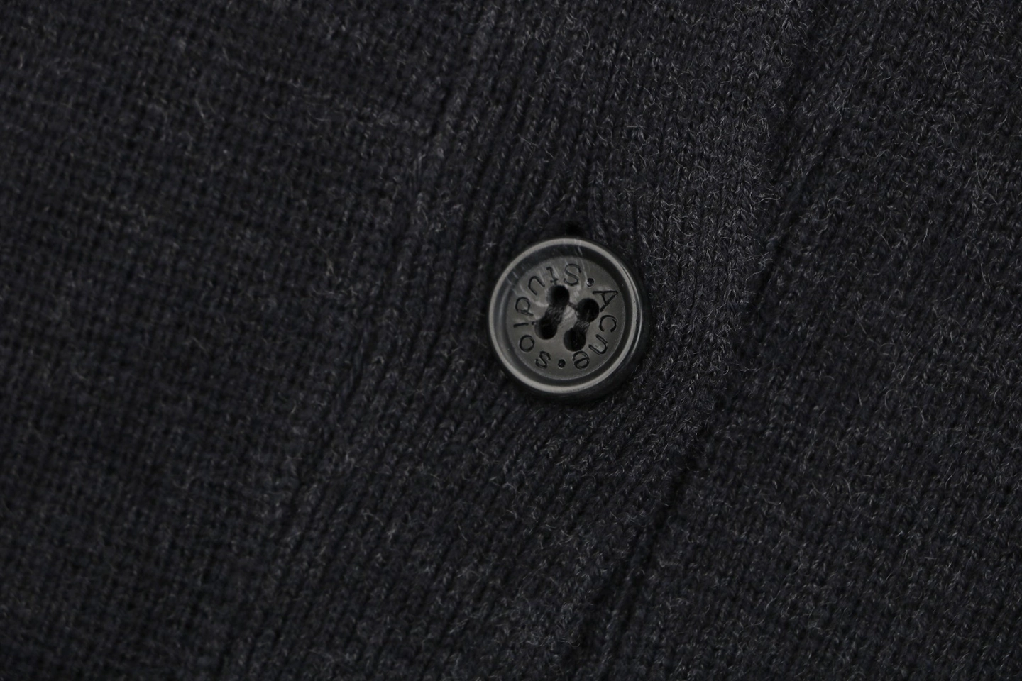 Acne Studios Metal Logo V-Neck Wool Cardigan Button