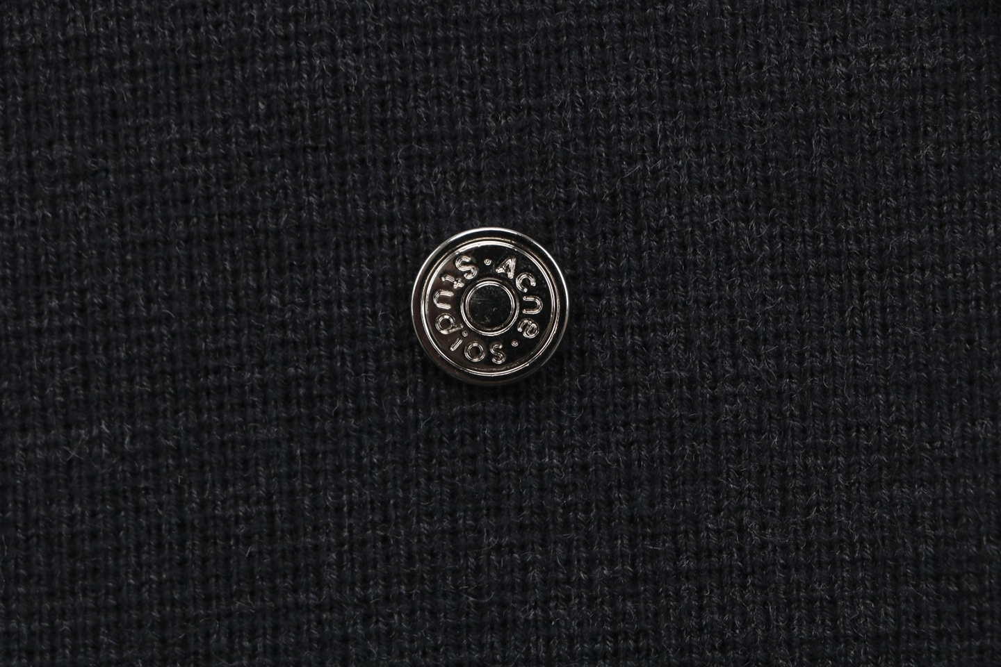 Acne Studios Metal Logo V-Neck Wool Cardigan Button