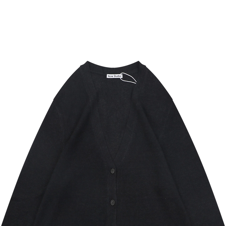 Acne Studios Metal Logo V-Neck Wool Cardigan