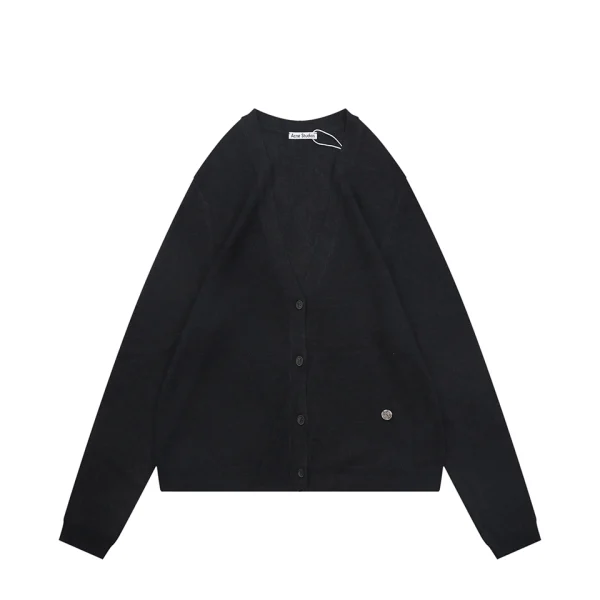 Acne Studios Metal Logo V-Neck Wool Cardigan Front view