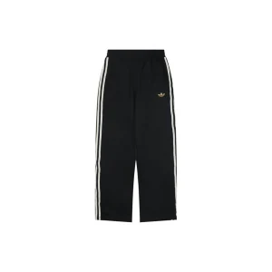 Adidas KT0653 Trefoil Embroidered Three-Stripe Track Pants Black Front view