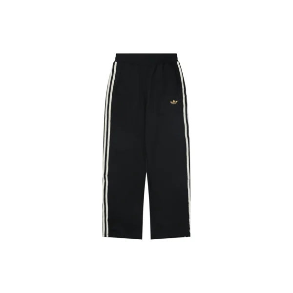 Adidas KT0653 Trefoil Embroidered Three-Stripe Track Pants Black Front view