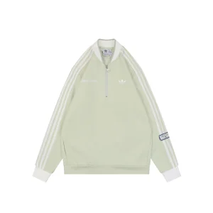Adidas Originals Signature 3-Stripes Half-Zip Track Jacket Green Front view
