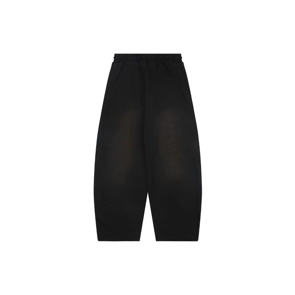 Adidas Trefoil Embroidered Washed Wide-Leg Pants Black back view