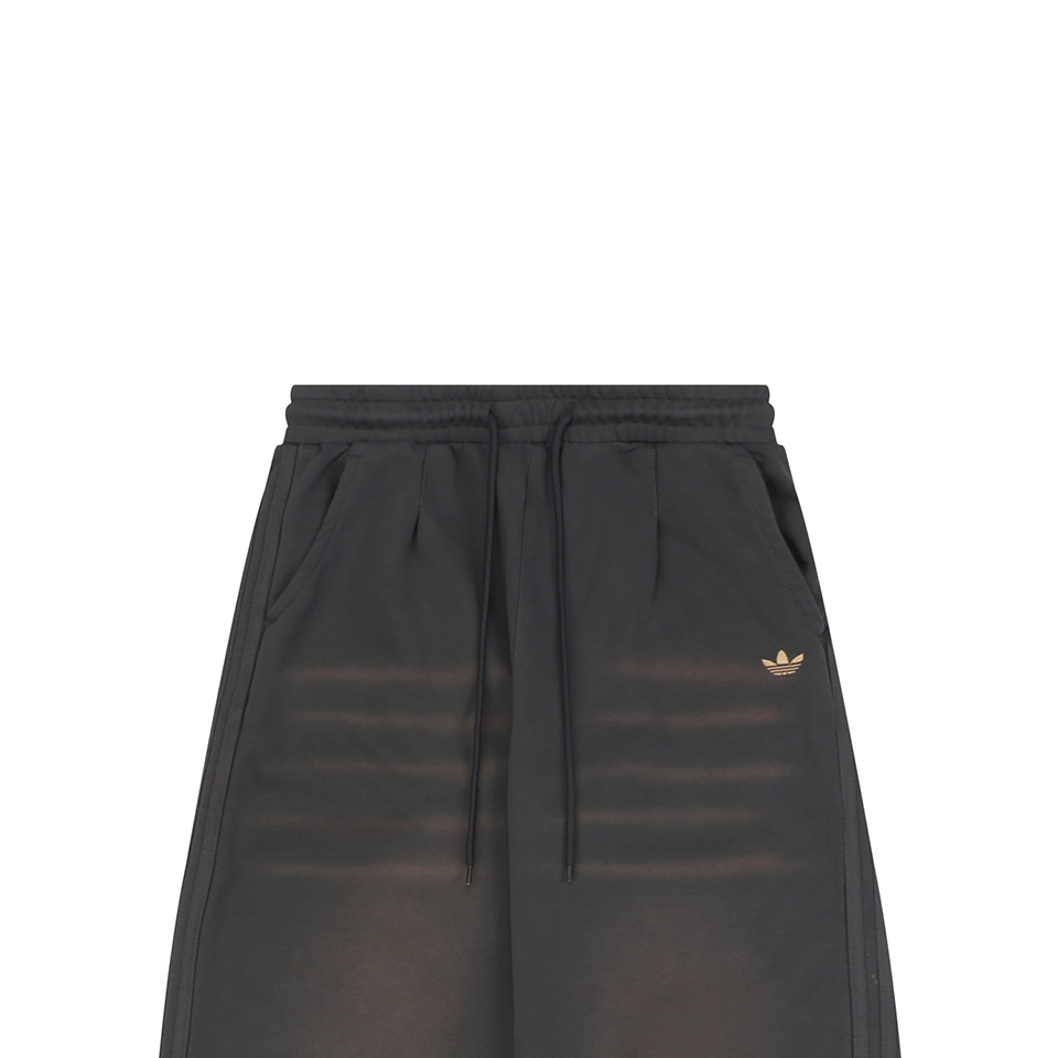 Adidas Trefoil Embroidered Washed Wide-Leg Pants Dark Grey