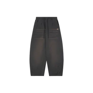 Adidas Trefoil Embroidered Washed Wide-Leg Pants Dark Grey Front view