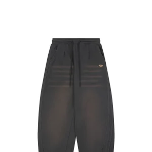 Adidas Trefoil Embroidered Washed Wide-Leg Pants Dark Grey