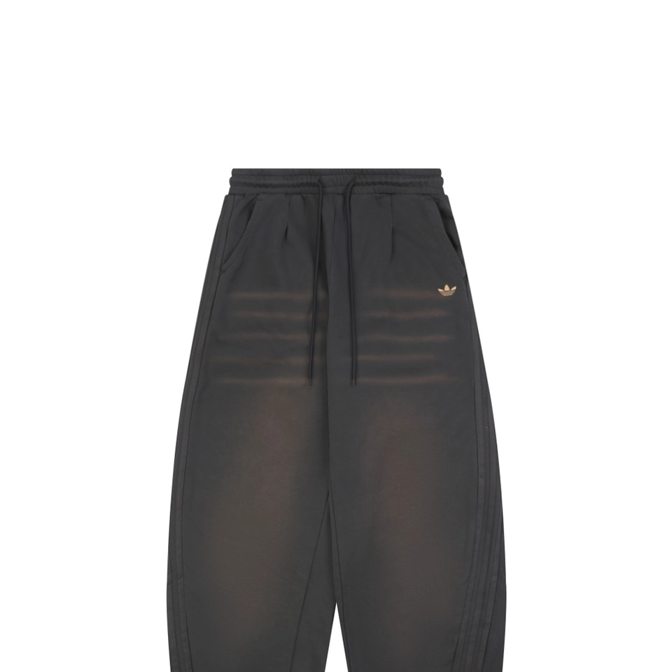Adidas Trefoil Embroidered Washed Wide-Leg Pants Dark Grey
