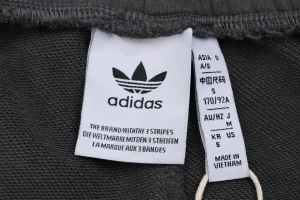 Adidas Trefoil Embroidered Washed Wide-Leg Pants Dark Grey Brand label