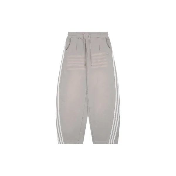 Adidas Trefoil Embroidered Washed Wide-Leg Pants Grey Front view