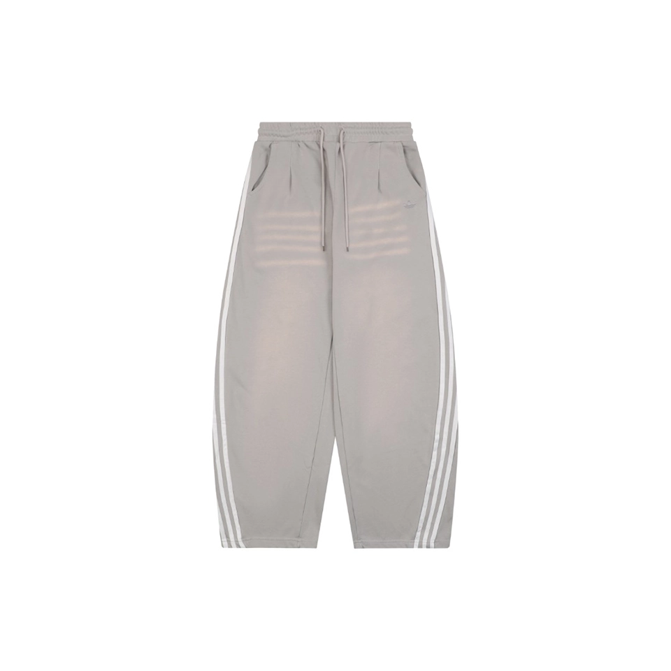 Adidas Trefoil Embroidered Washed Wide-Leg Pants Grey Front view