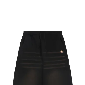 Adidas Trefoil Embroidered Washed Wide-Leg Pants Black