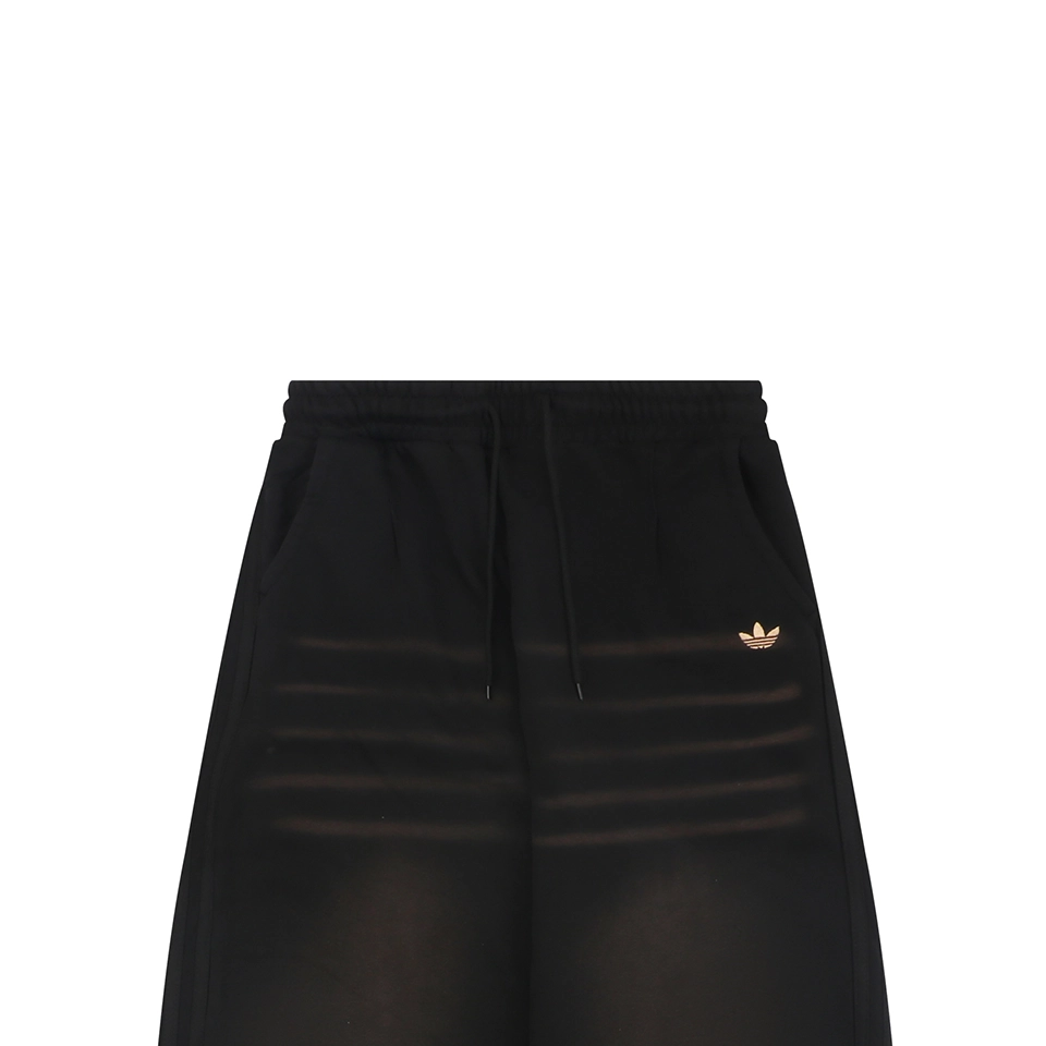 Adidas Trefoil Embroidered Washed Wide-Leg Pants Black