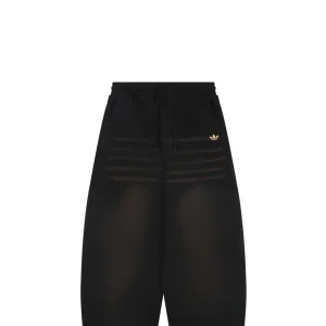 Adidas Trefoil Embroidered Washed Wide-Leg Pants Black