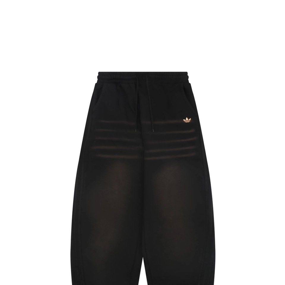 Adidas Trefoil Embroidered Washed Wide-Leg Pants Black