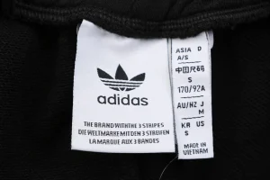 Adidas Trefoil Embroidered Washed Wide-Leg Pants Black Wash label