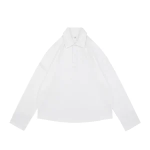 Ami Hidden Heart Logo Oversized Polo Shirt White Front view