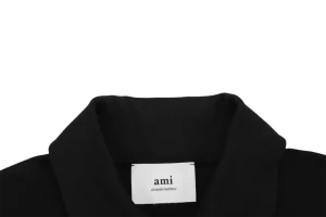 Ami Hidden Heart Logo Oversized Polo Shirt Black Collar