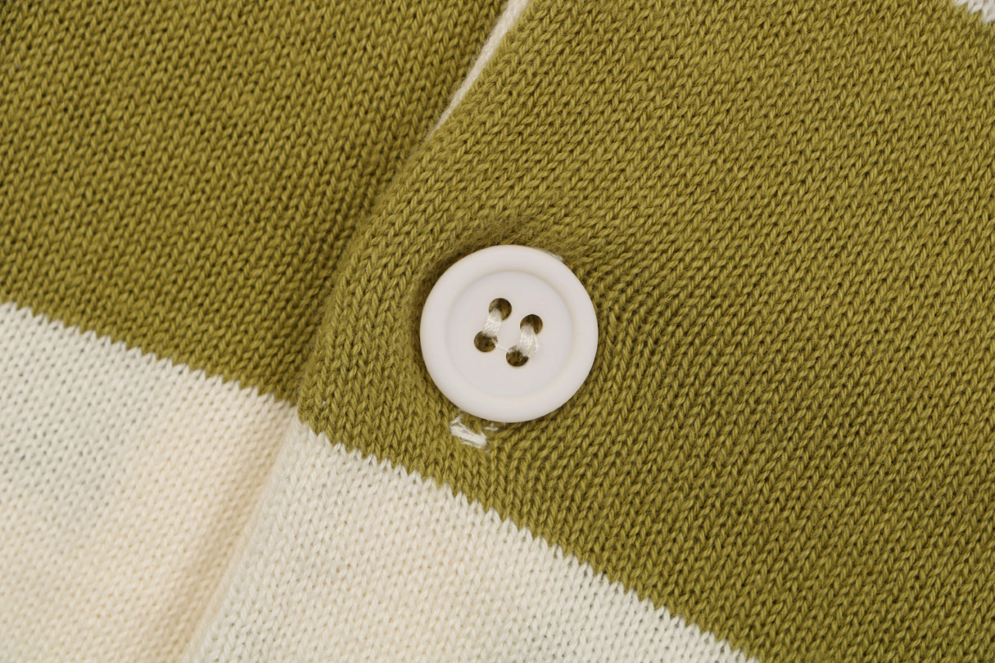 Ami Paris Heart Patch Striped Polo Knit Cardigan Green Button