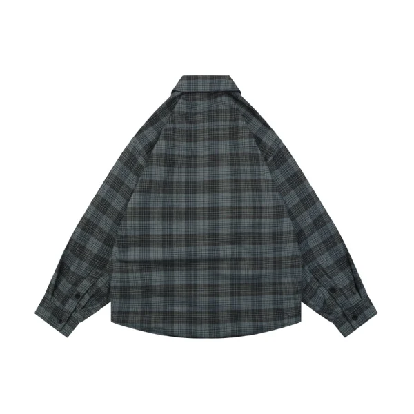 Balenciaga Blue Grey Check Quilted Jacket Back view