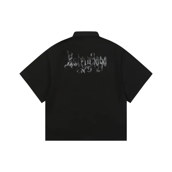 Balenciaga Distressed Gothic Script Print T-Shirt Back view