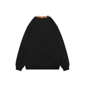 Burberry Check Collar Logo Crewneck Sweatshirt Black Back view