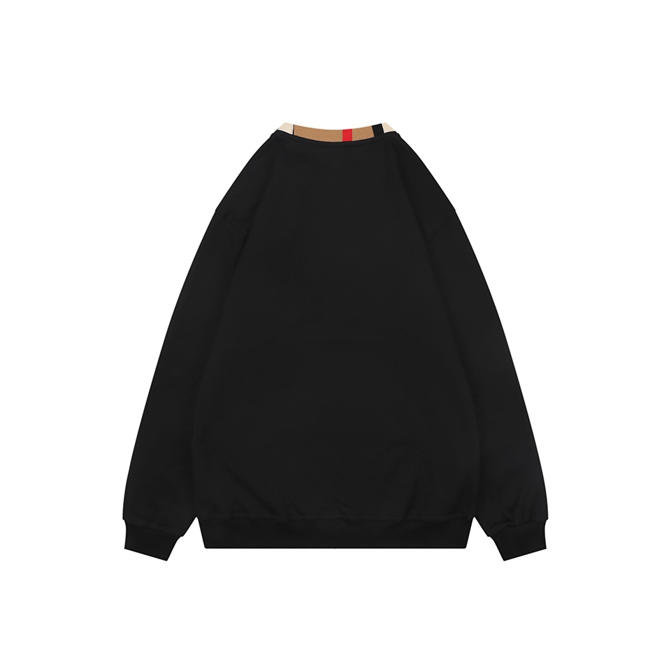 Burberry Check Collar Logo Crewneck Sweatshirt Black Back view