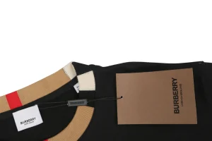 Burberry Check Collar Logo Crewneck Sweatshirt Black