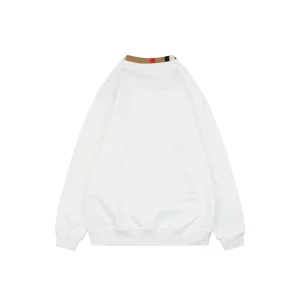 Burberry Check Collar Logo Crewneck Sweatshirt White Back view