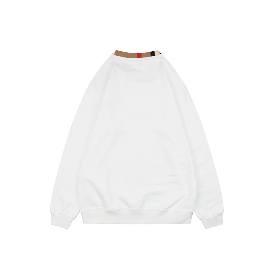 Burberry Check Collar Logo Crewneck Sweatshirt White Back view