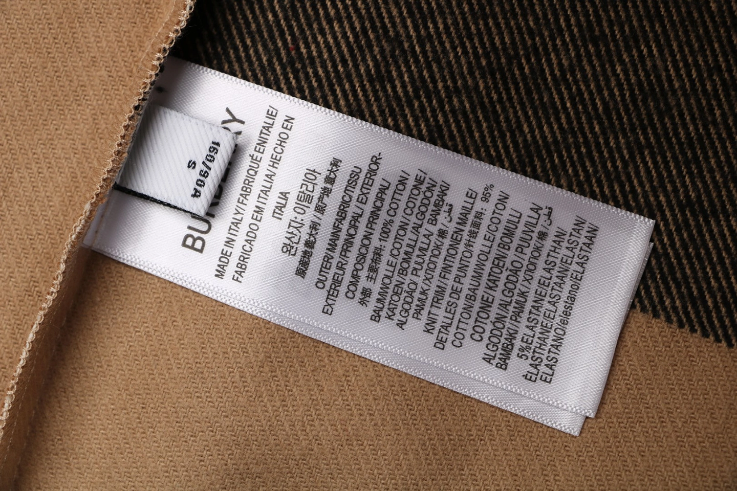 Burberry Oversized Check Pattern Jacket Wash label